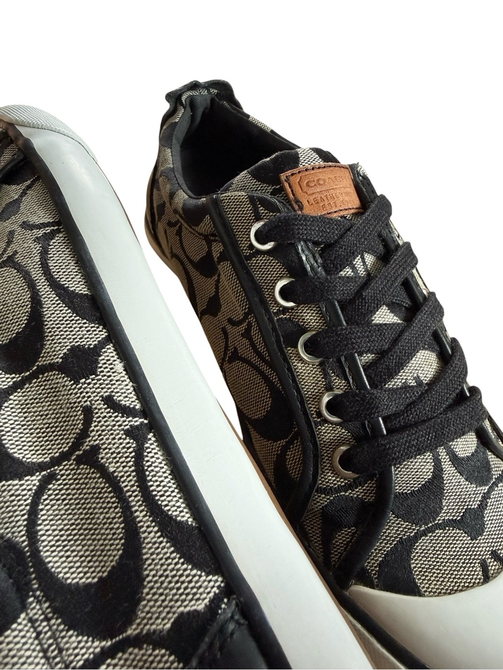 Coach Barrett Signature C Canvas Sneakers Black Gray Womens Size 8.5 - Picture 5 of 16